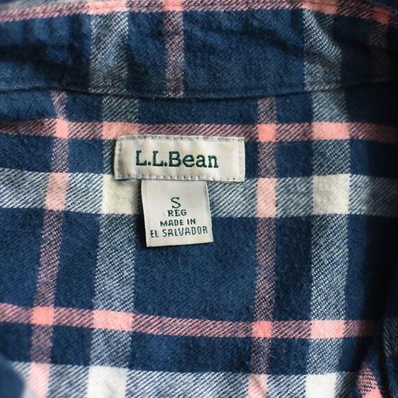 L.L. Bean Blue & Pink Button Down Plaid Flannel Shirt Women's Small - Picture 9 of 9